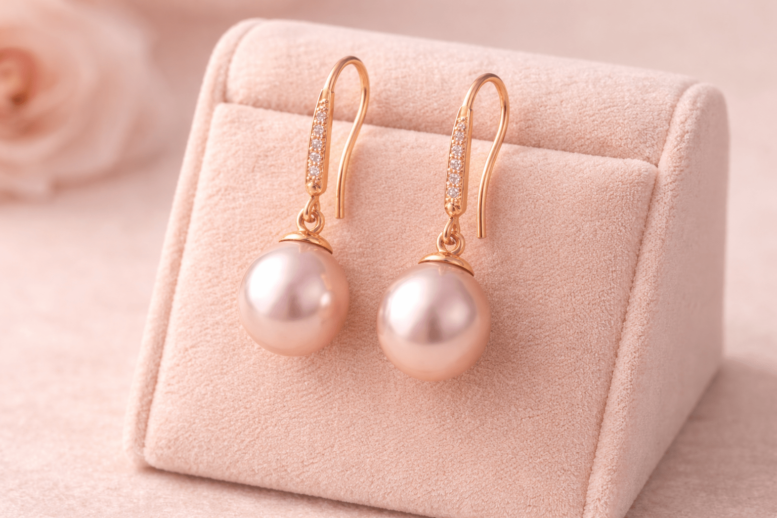 pearlsonly-blog-99-image-3-pearl - أقراط ذهب وردي باللؤلؤ جاذبية رومانسية - مجوهرات لؤلؤ - pearlsonly