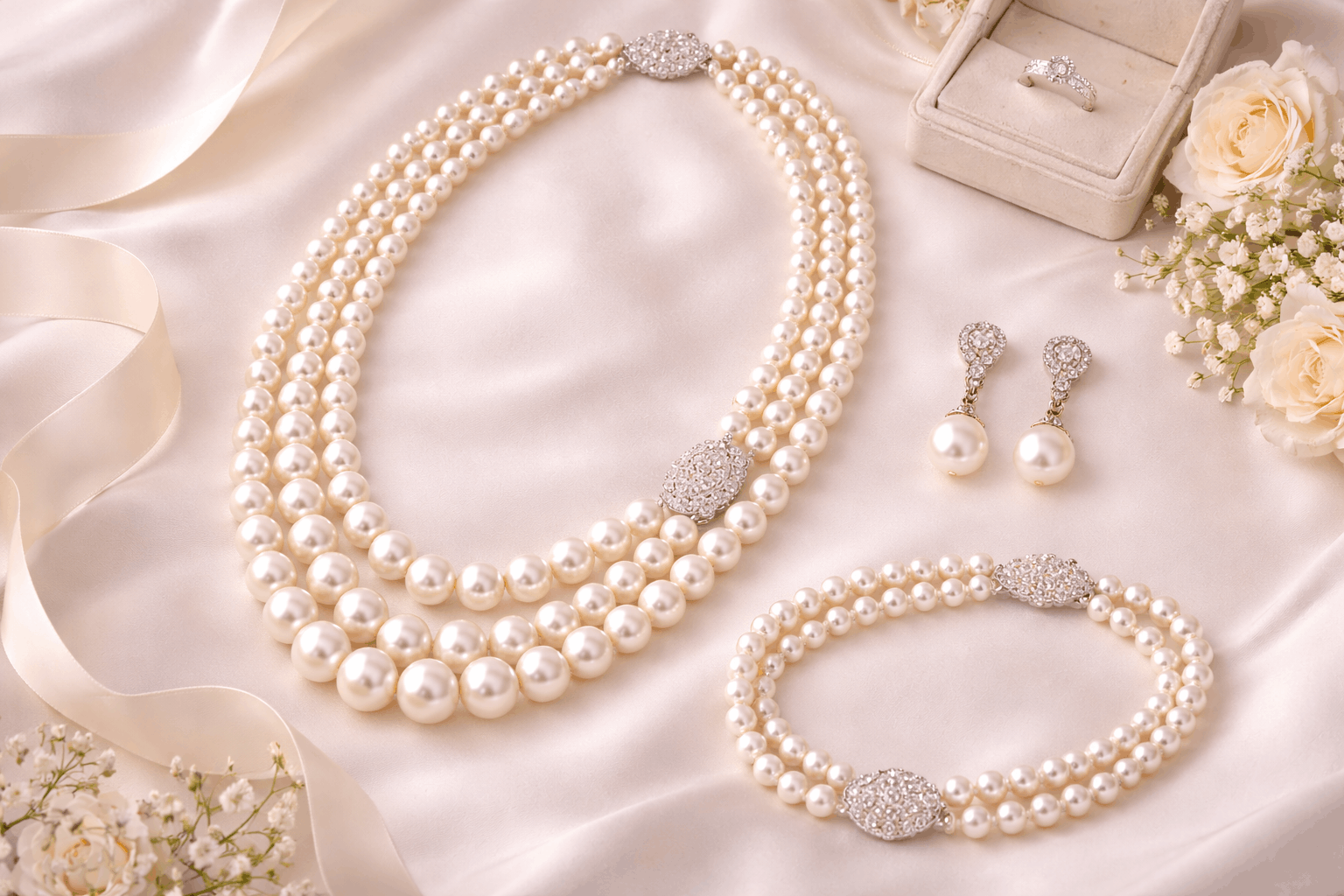 pearlsonly-blog-115-image-8-pearl - تنسيق قلادة اللؤلؤ مع باقي مجوهرات العروس - مجوهرات اللؤلؤ - pearlsonly