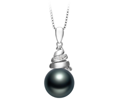 10-11mm تاهيتي قلادة in رومولا أسود