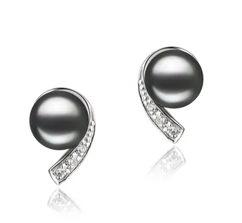 7-8mm المياه العذبة مجموعة القرط in كلوديا مصبوغ باللون الأسود 7-8mm المياه العذبة مجموعة القرط in كلوديا مصبوغ باللون الأسود