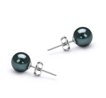 6-7mm أكويا اليابانية مجموعة القرط in أسود