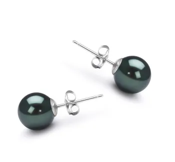 7-8mm أكويا اليابانية مجموعة القرط in أسود